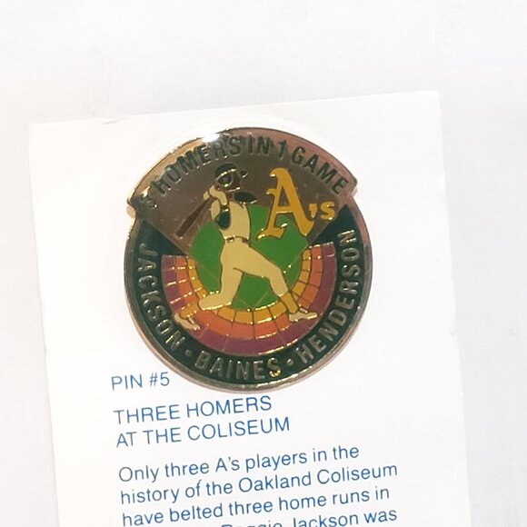 Oakland A's Athletics 3 Homers Game Unocal 76 Lapel Pin Card #5 Baseball 1" 1991 - Picture 1 of 3